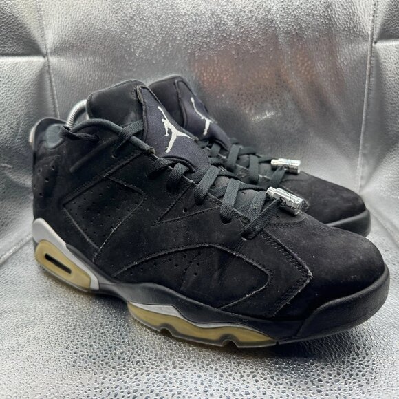 Size 12 Air Jordan 6 Retro Low Chrome Black Mens Lace-Up Shoes 304401-003 - Picture 1 of 12